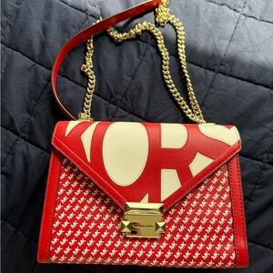 Michael Kors Red and White Shoulder Bag